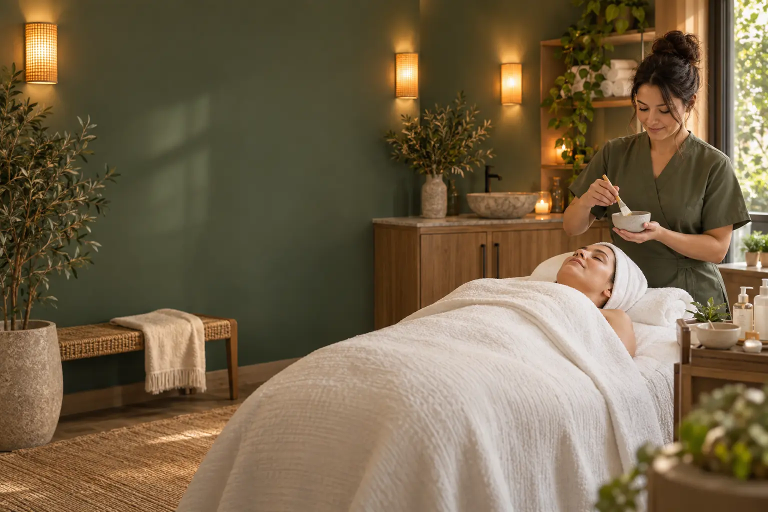 Facial skin-care appointment in a calm Folsom spa treatment room
