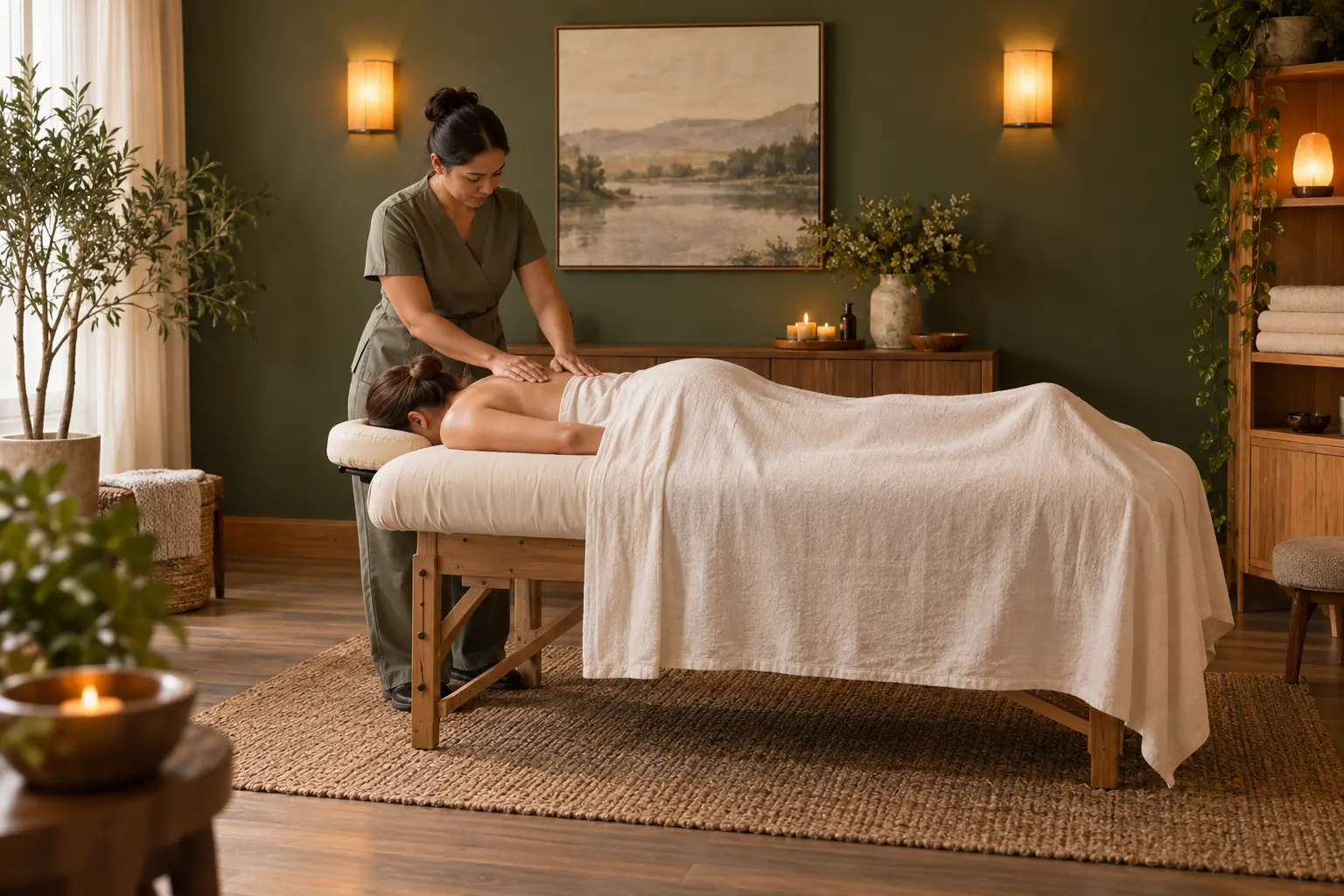 Swedish massage appointment in a calm Folsom spa treatment room